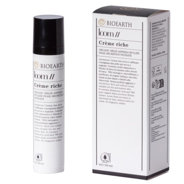 BioEarth Loom Κρέμα Βαθιάς Θρέψης με 78% Έκκριμα Σαλιγκαριού, 50ml